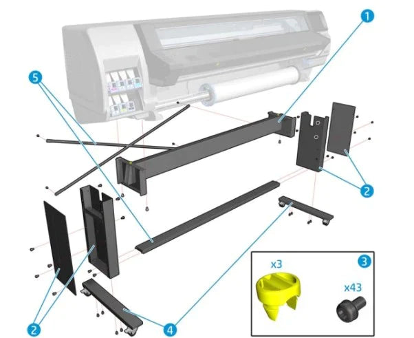 Conjunto de soporte de pie 54 SERV para HP Latex series 110, 115, 310 y 315 (B4H69-67053) - Reacondicionado