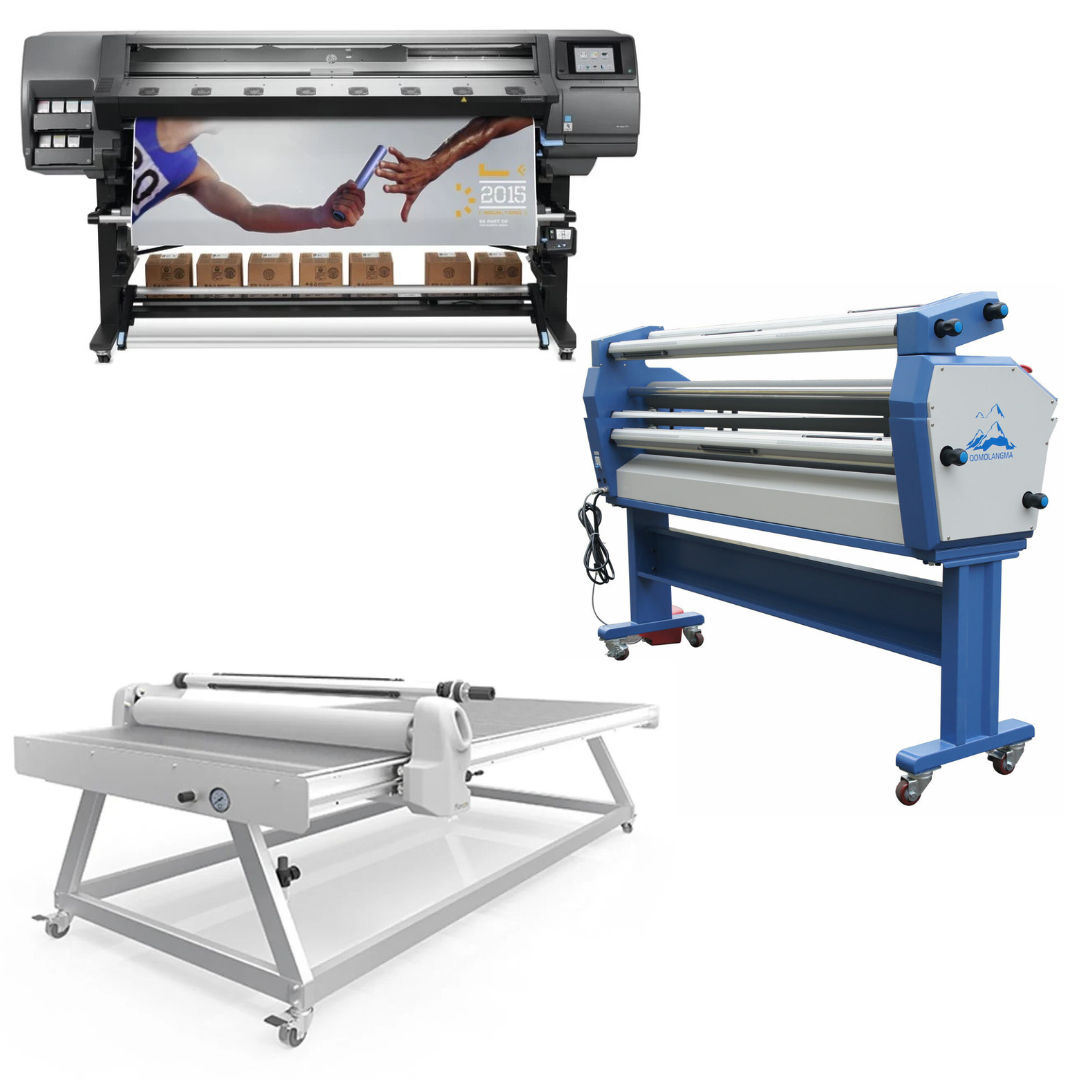 COMPLETE SOLUTION - HP Latex 370 64"- Refurbished (90 Days Warranty) + 63" Wide Format Cold Laminator + 51" x 98" Flatbed Lamination Table for All Prints