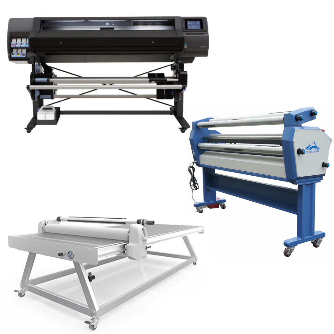 COMPLETE SOLUTION - HP Latex 560 64" Printer - Refurbished (90 Days, 1, 2, 3 or 4 Years Warranty) + 63" Wide Format Cold Laminator, with Heat Assisted + 51" x 98" Flatbed Lamination Table for All Size Prints and Kinds of Board