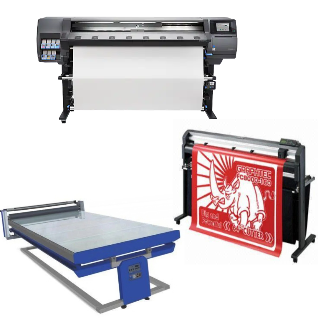 COMPLETE SOLUTION - HP Latex 360 64" Printer - Refurbished (90 Days, 1, 2, 3 or 4 Years Warranty) + 64" Graphtec FC8600-160 High Performance Vinyl Cutting Plotter (1 Year Warranty) + 67in x 126in Flatbed Hot and Cold Laminator for Rigid & Flex Media - New
