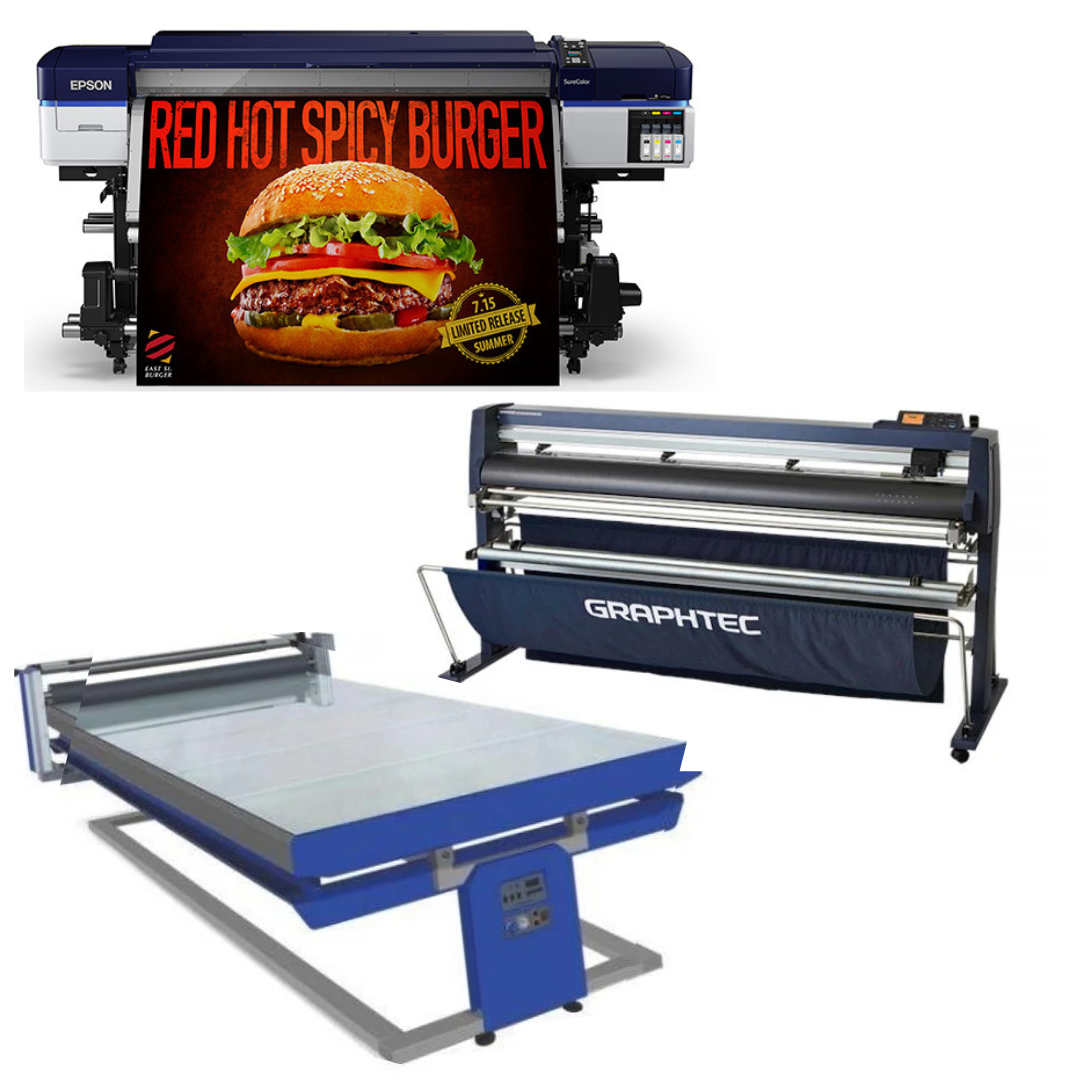 COMPLETE SOLUTION - Epson SureColor S40600 Production Edition - Refurbished (1 Year Warranty) + 64" Graphtec FC9000-160 Vinyl Cutting Plotter - Refurbished (1 Year Warranty) + 67in x 126in Flatbed Hot and Cold Laminator for Rigid & Flex Media - New