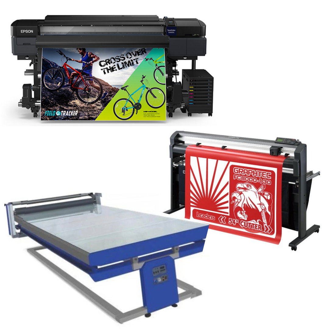 COMPLETE SOLUTION - Epson SureColor S60600L 64" Roll-to-Roll Solvent Printer - Refurbished (1 Y/Warranty) + 54" Graphtec FC8000-130 Cutting Plotter - Refurbished (1 Y/Warranty) + 67in x 126in Flatbed Hot and Cold Laminator for Rigid & Flex Media