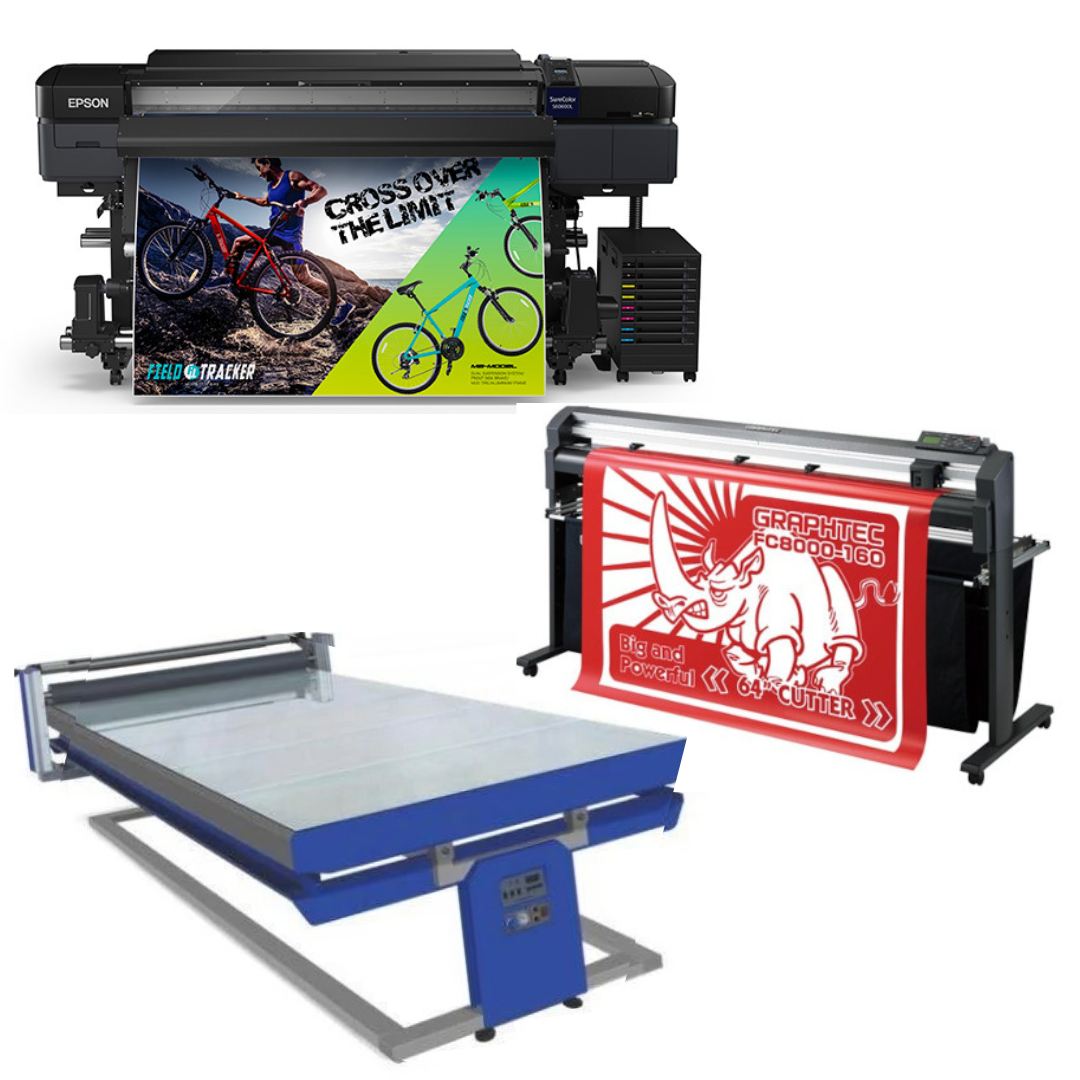 COMPLETE SOLUTION - Epson SureColor S60600L 64" Roll-to-Roll Solvent Printer - Refurbished (1 Y/Warranty) + 64" Graphtec FC8000-160 Vinyl Cutting Plotter Refurbished (1 Y/Warranty) + 67in x 126in Flatbed Hot and Cold Laminator for Rigid & Flex Media