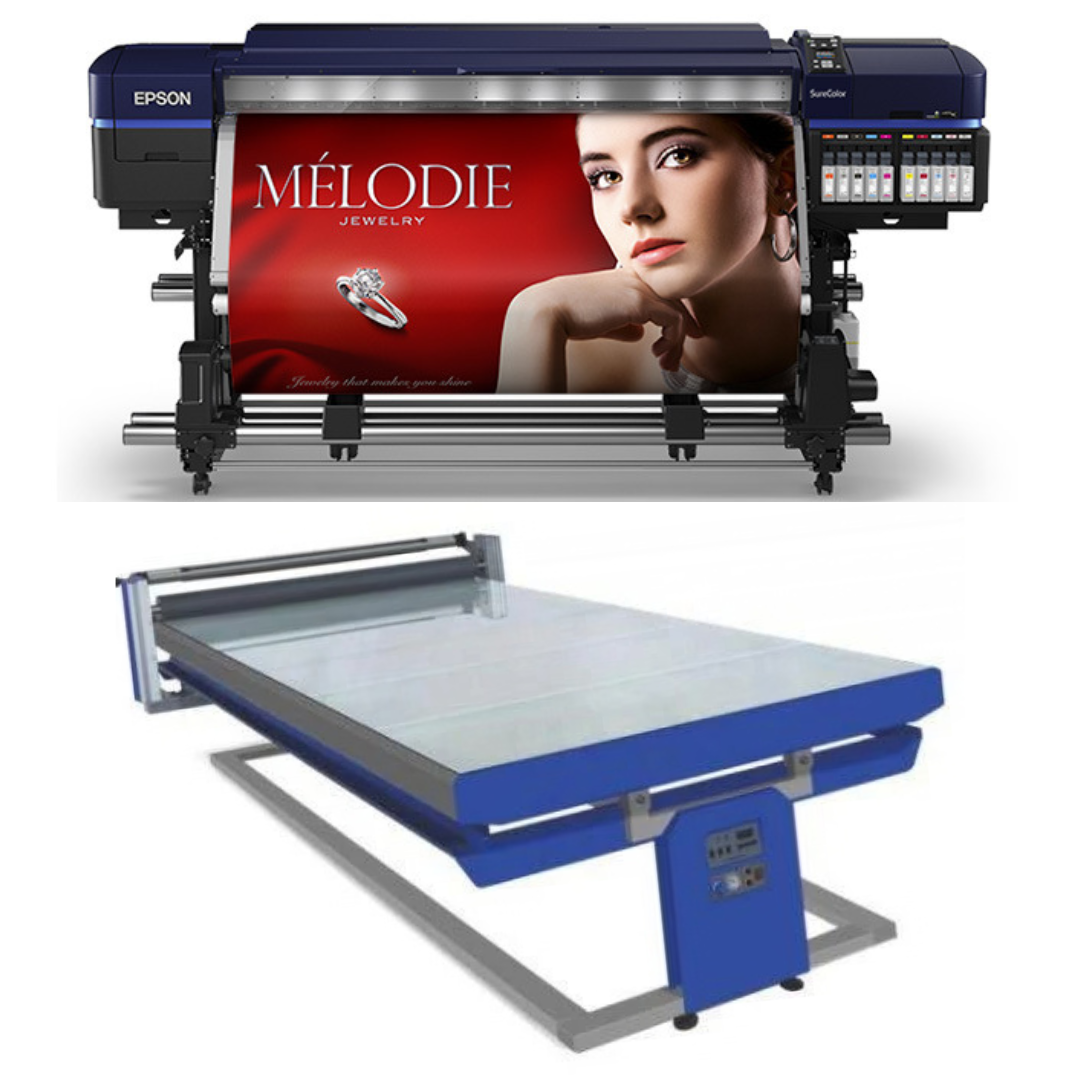 BUNDLE - Epson Surecolor S80600 Production Edition 64" Solvent Printer - Refurbished (1 Year Warranty) + 67in x 126in Flatbed Hot and Cold Laminator for Rigid & Flex Media - New