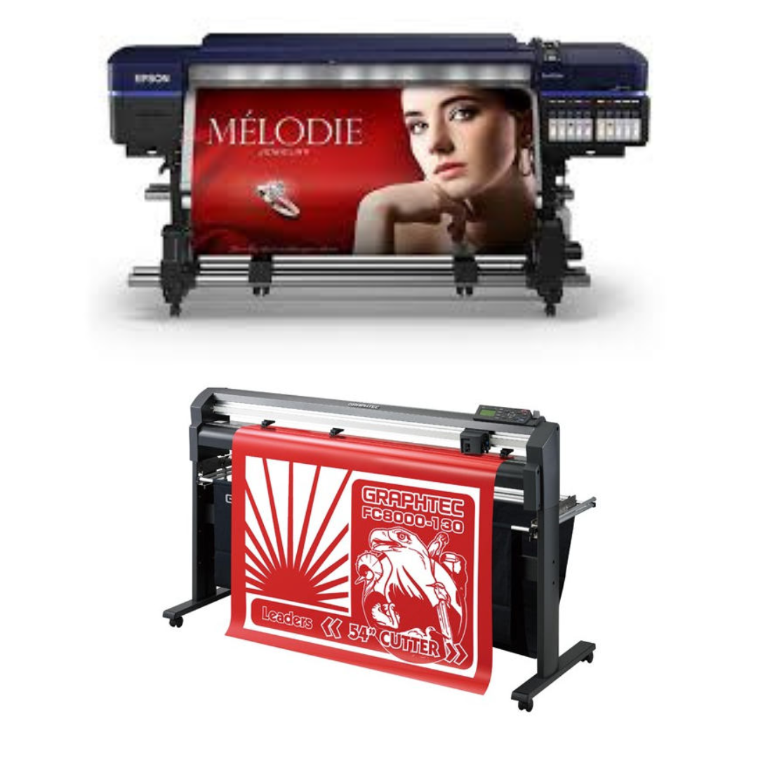 PAQUETE - Impresora solvente Epson Surecolor S80600 Production Edition de 64" (reacondicionada) + Plotter de corte de vinilo Graphtec FC8000-160 de 64" (reacondicionado)