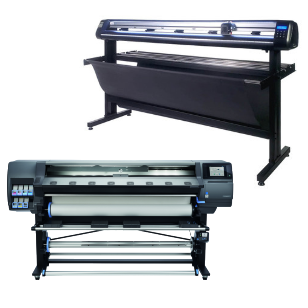 BUNDLE - HP Latex 365 64" Printer - Refurbished (90 Days, 1, 2, 3 or 4 Y/Warranty) + 65" Vinyl Cutter Machine with ARMS Contour Cutting (MH200) - New
