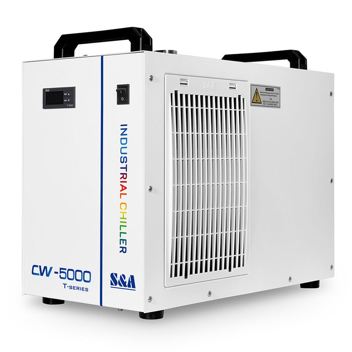 Enfriador de agua industrial CW-5000DG para máquina de grabado individual de 80 W o 100 W, tanque de 6 L, capacidad de enfriamiento de 750 W, CA monofásica de 110 V y 60 Hz.