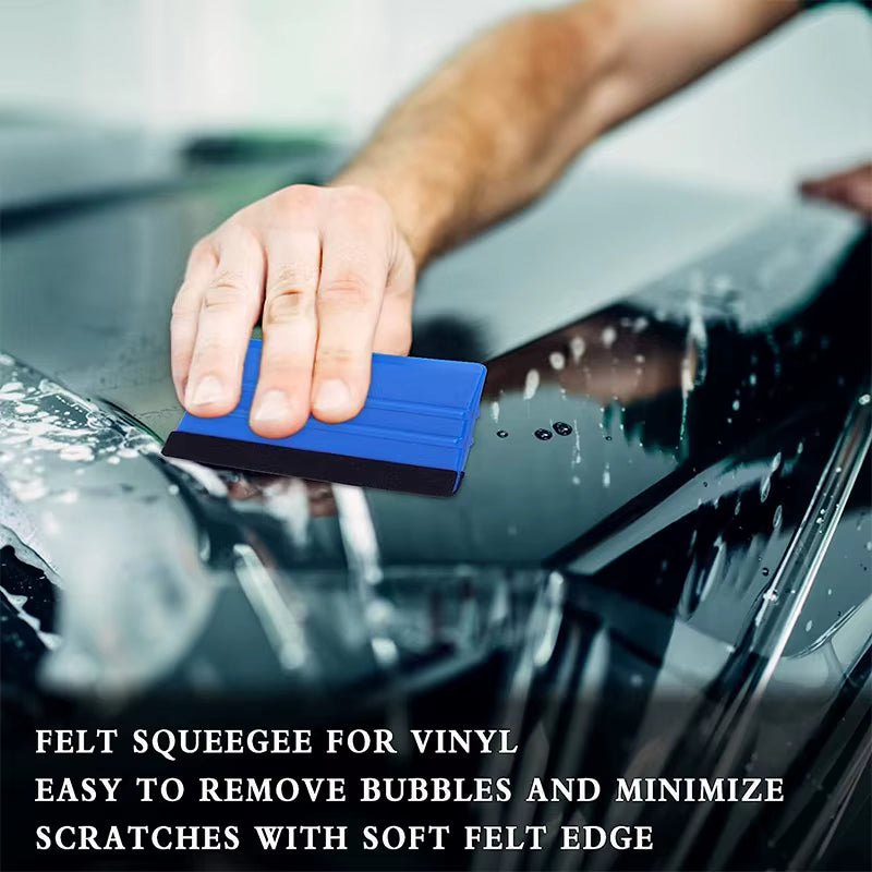 Vinyl Wrap Felt Squeegee Medium Hardness (10cm x 7cm) - 1pcs (Blue/Gold)