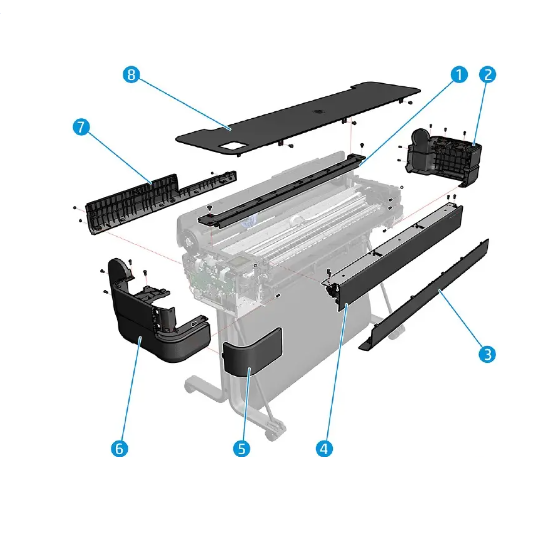 Puerta frontal para las series HP DesignJet T230, T210, T650, T630 y Spark de 24 pulgadas (5HB06-67005)