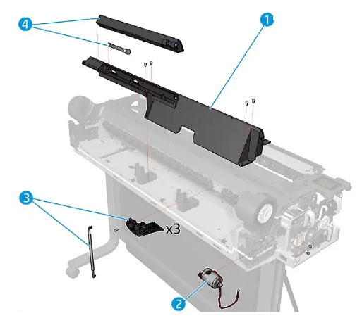Guía de entrada de rollos para las series HP DesignJet T650, T630 y Studio Steel de 36 pulgadas (5HB10-67011)