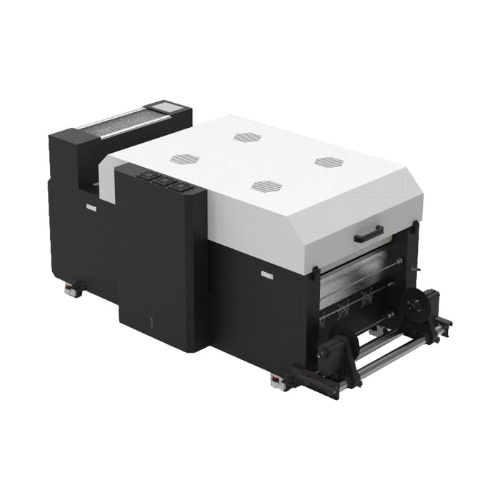Agitador y secador automático de polvo DTF de 24″ con plataforma de transporte por absorción al vacío