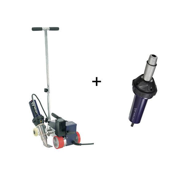 Soldadora de aire caliente potente para techos de plástico, CA 220 V, 40 mm, especial para lonas gruesas, pancartas y techos + 1 pistola de aire caliente