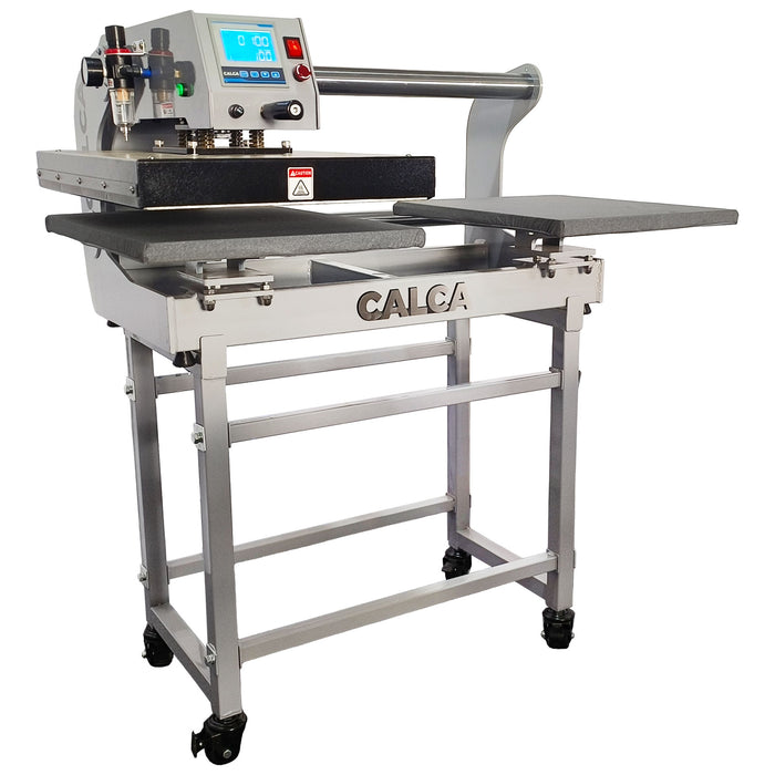 Prensa térmica neumática semiautomática de doble estación CALCA de 16" x 20" con sistema de posicionamiento láser