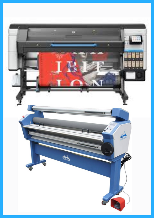 PAQUETE - Impresora HP Latex 830W de 64" de formato ancho - Nueva + Laminadora en frío de formato ancho totalmente automática de baja temperatura de 63" - Nueva