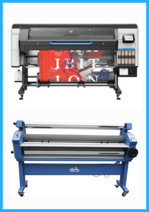 PAQUETE - Impresora HP Latex 830W de 64" de formato ancho - Nueva + Laminadora en frío de formato ancho totalmente automática de 55" con asistencia térmica - Nueva