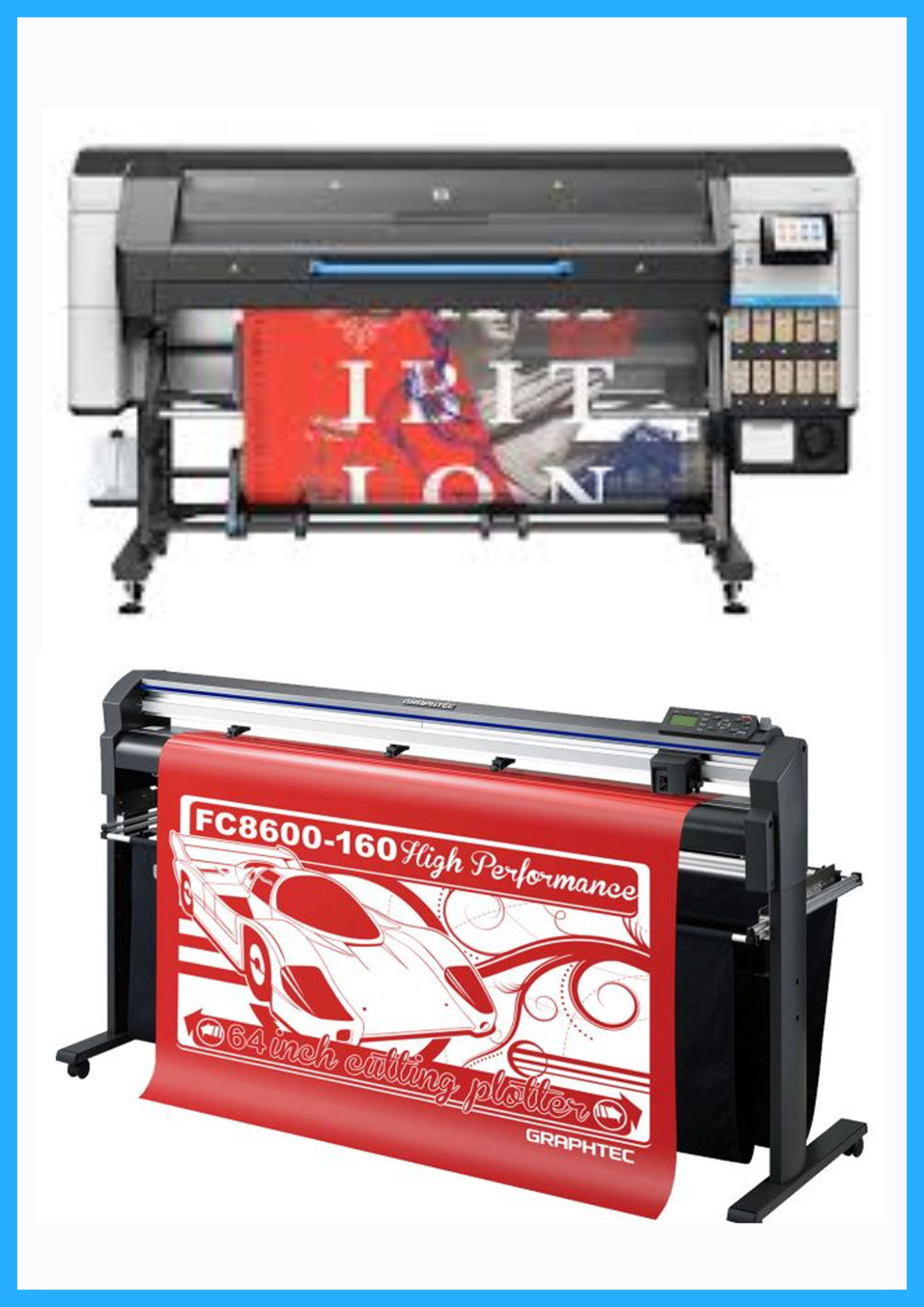 PAQUETE - Impresora HP Latex 830W de 64" de formato ancho - Nueva + Plotter de corte de vinilo Graphtec FC8600-160 de 64" - Reacondicionado (1 año de garantía)