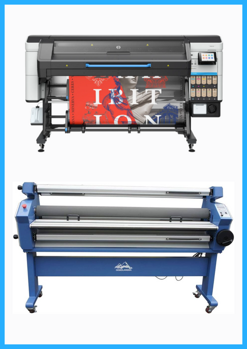 PAQUETE - Impresora HP Latex 730W de 64" de formato ancho - Nueva + Laminadora en frío de formato ancho totalmente automática de 55" con asistencia térmica - Nueva