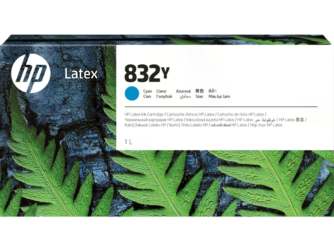Cartucho de tinta cian Latex HP 832Y de 1 litro para impresora Latex 800 (4UV06A)