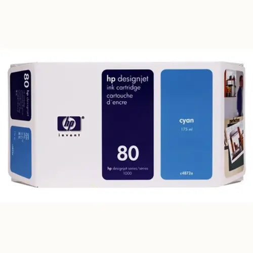 Cartucho de tinta cian HP 80 de 350 ml para HP DesignJet 1050C y 1055CM - Parcialmente usado (C4846A)