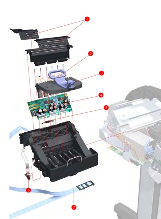 Conjunto de cable de arrastre para el carro de las impresoras HP Designjet Z3100, Z2100, Z3200, T1100, T610 y T770 de 44 pulgadas (Q6659-67015)