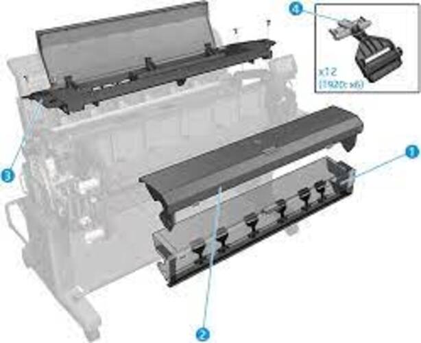 Conjunto de cubierta central para las series HP DesignJet T920, T930, T1500, T1530, T1600, T2500, T2530 y T3500 (CR357-67054)