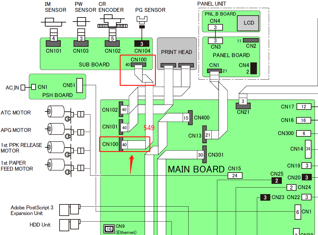 Cable FFC CR EPSON SureColor T3000 T3050 T3070 / T3200 T3250 T3270 (CN100) (placa principal a secundaria) - 2170115