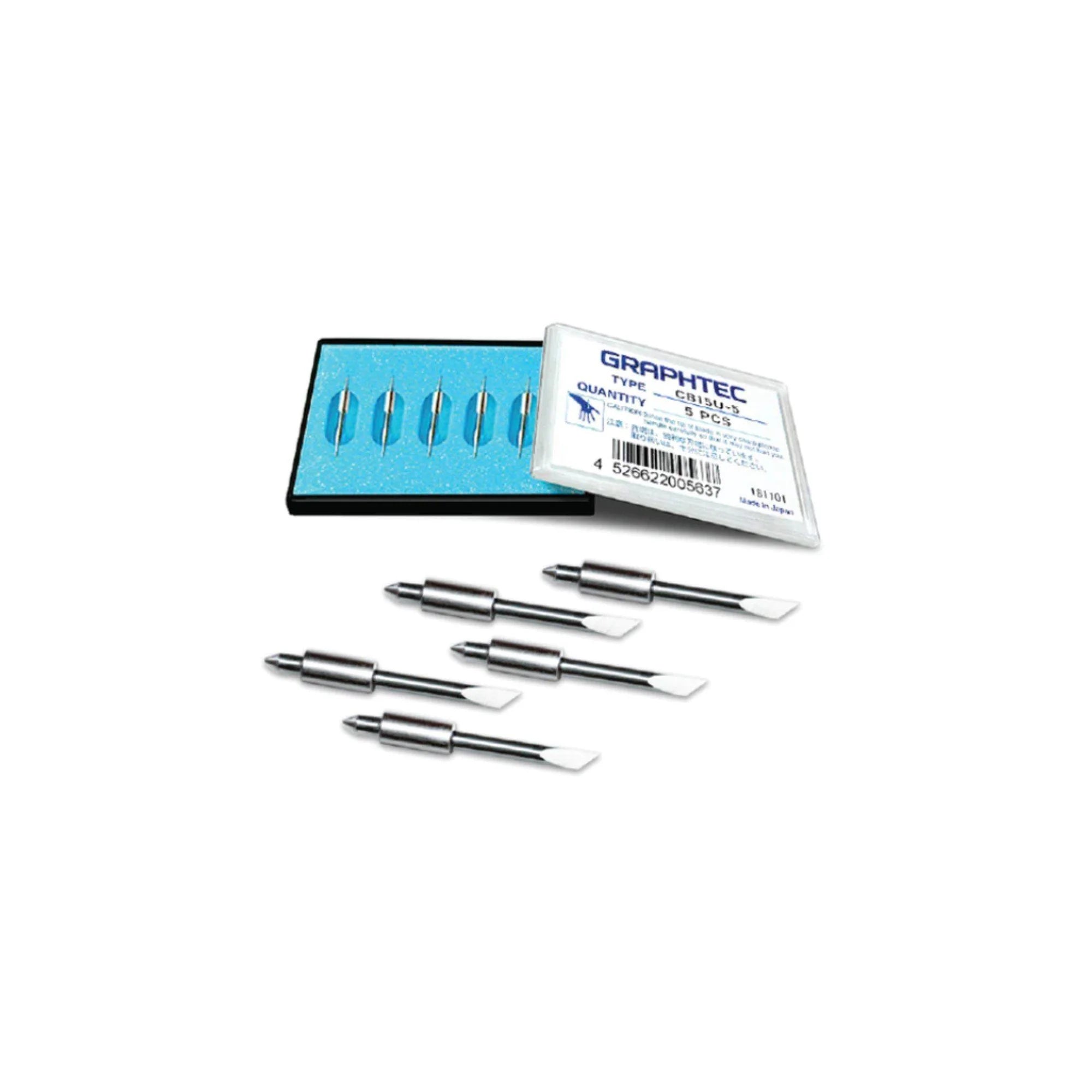 Hoja de acero superresistente GRAPHTEC de 1,5 mm y 45° de alta intensidad, reflectante (paquete de 5) para portacuchillas PHP33/35-CB15N-HS