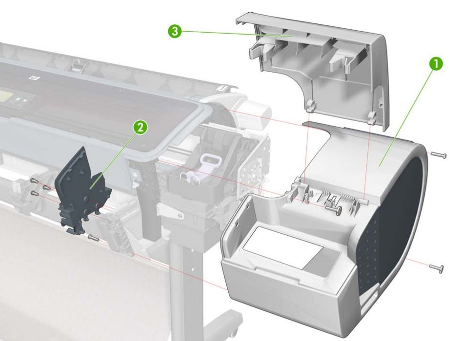 Puerta derecha del cartucho de tinta para las series HP DesignJet T1200, T770 y T7100 (CH538-67045)