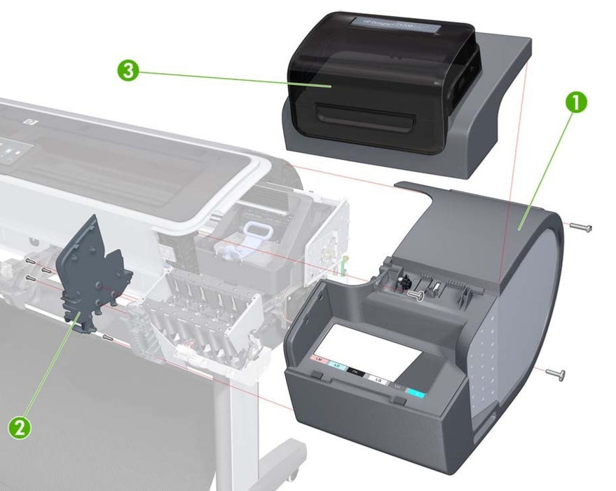 Puerta del lado derecho del cartucho de tinta para la serie HP DesignJet Z5200 (CQ113-67015) - Nueva