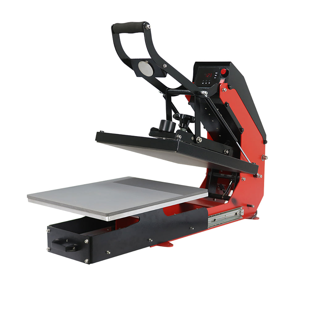 Prensa térmica de camisetas con apertura automática y plataforma deslizable