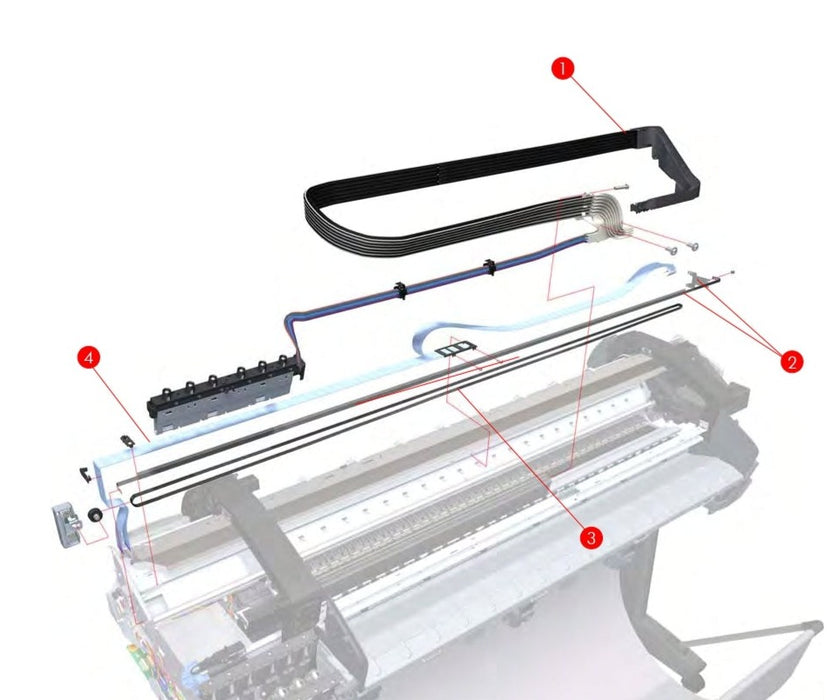 Tubos de suministro de tinta para plotters HP DesignJet T1100, T1100ps y T610 de 44" (Q6687-60059) - Reacondicionados