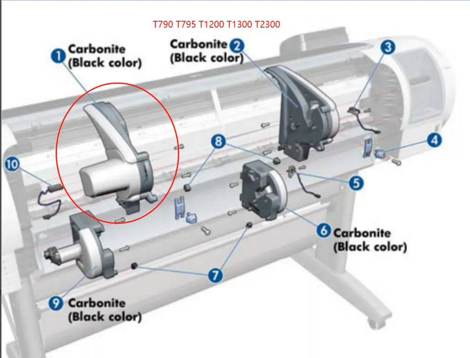 Soporte superior derecho para las series HP DesignJet Z5400, Z2600 y Z5600 (E1L21–67004)