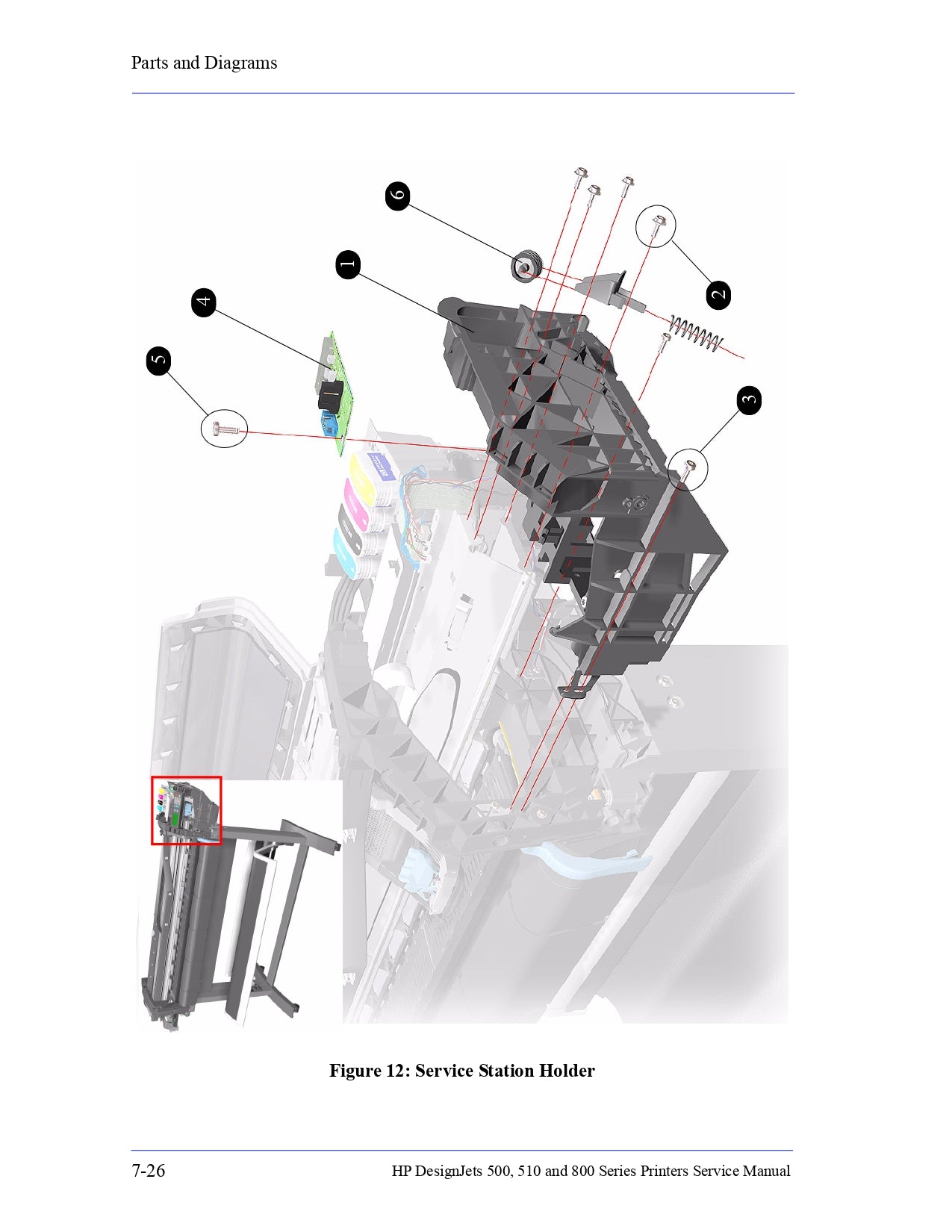 C7769-60391 Soporte para estación de servicio (soporte derecho) - Para impresoras HP DesignJets series 500, 510 y 800