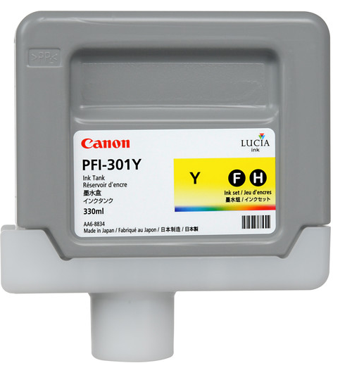 Depósito de tinta amarilla Canon PFI-301Y (330 ml) para imagePROGRAF iPF8000, iPF8000S, iPF8100, iPF9000, iPF9000S, iPF9100 - 1489B001AA