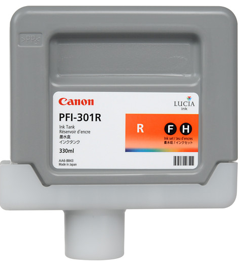 Depósito de tinta roja Canon PFI-301R (330 ml) para imagePROGRAF iPF8000, iPF8100, iPF9000, iPF9100 - 1492B001AA