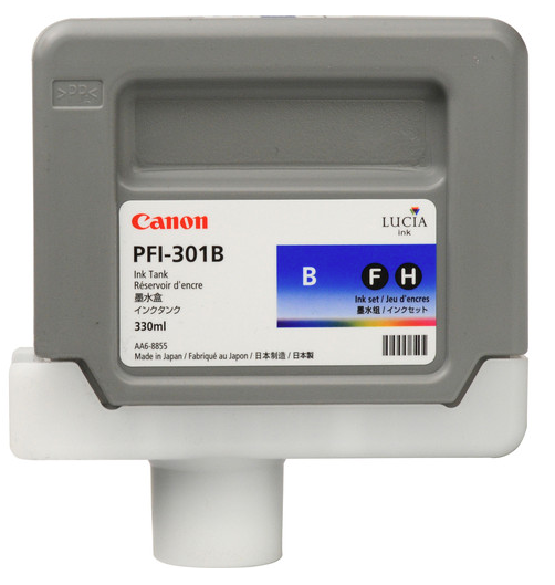 Depósito de tinta azul Canon PFI-301B (330 ml) para imagePROGRAF iPF8000, iPF8100, iPF9000, iPF9100 - 1494B001AA