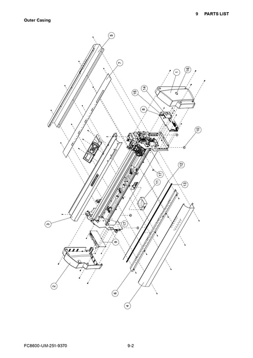 Cubierta central para Graphtec FC8600-160 (621632550)
