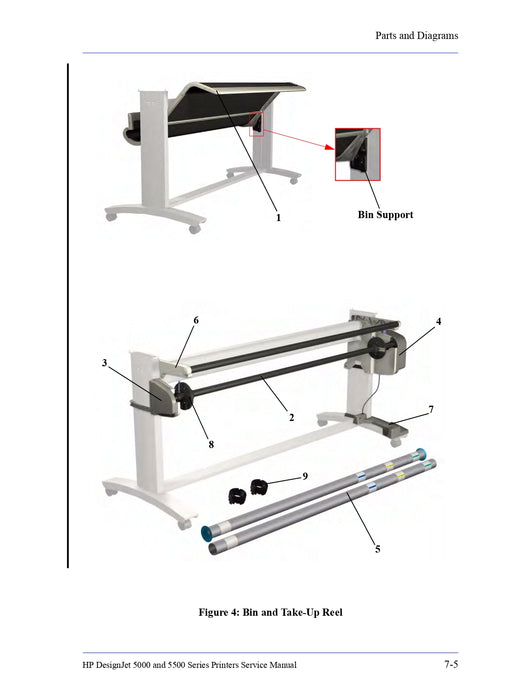 Deflector de carrete de recogida para impresoras HP DesignJet 5000/5500 de 42 pulgadas (Q1251-60076)
