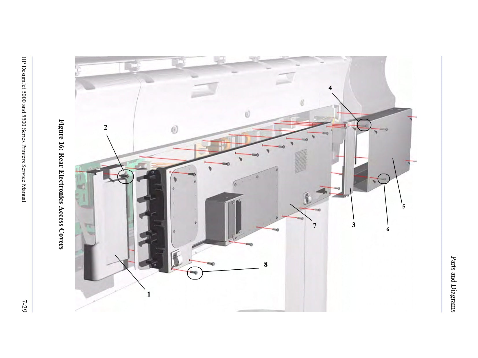Cubierta trasera derecha para impresoras HP DesignJet 5000/5500 (Q1251-60085)