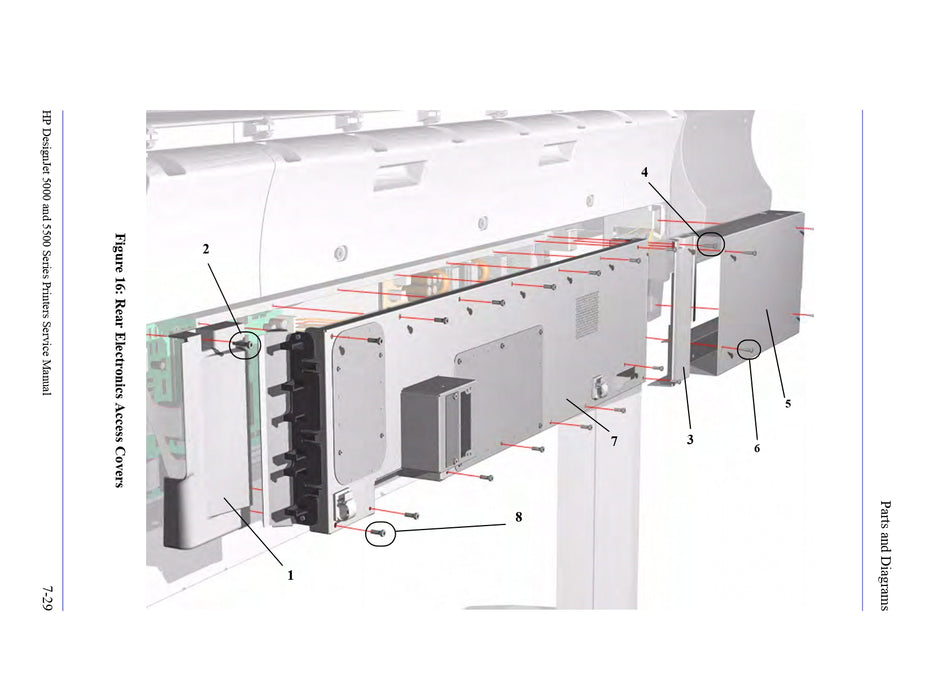 Cubierta trasera izquierda para impresoras HP DesignJet 5000/5500 (Q1251-60086)
