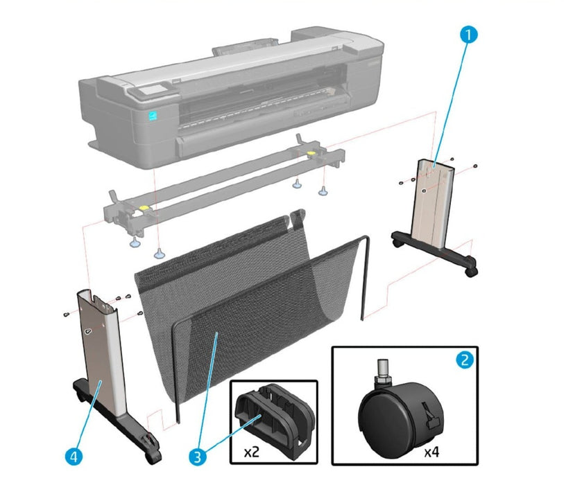 Kit de cesta de soporte SV para HP DesignJet T730, T830 Series (F9A30-67058) 5ZY56-67012