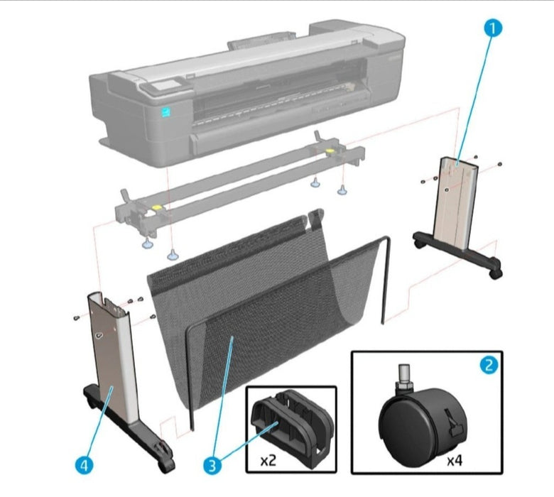 Conjunto de pata derecha del soporte para HP DesignJet serie T730 y T830 (F9A30-67057)