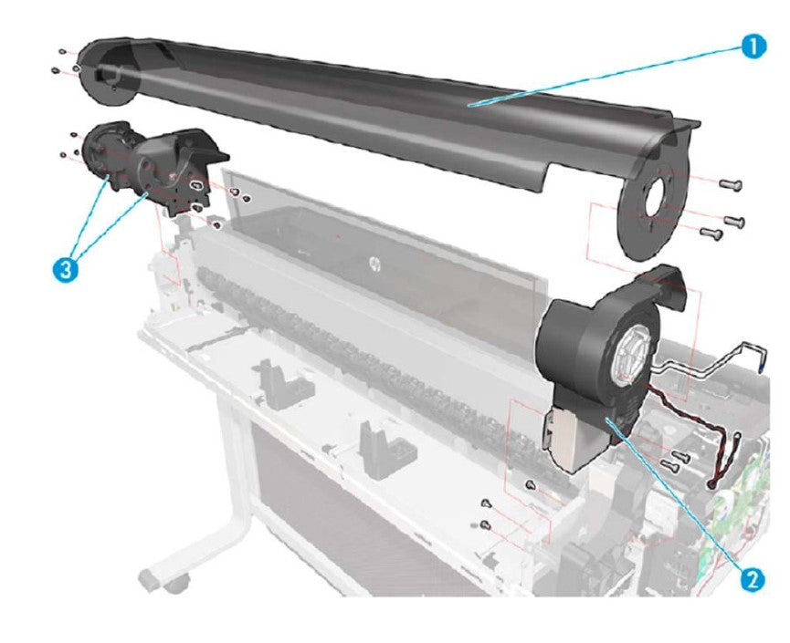 Soporte de rodillo derecho Candela SV para HP DesignJet T730, T830 Series (F9A30-67051)