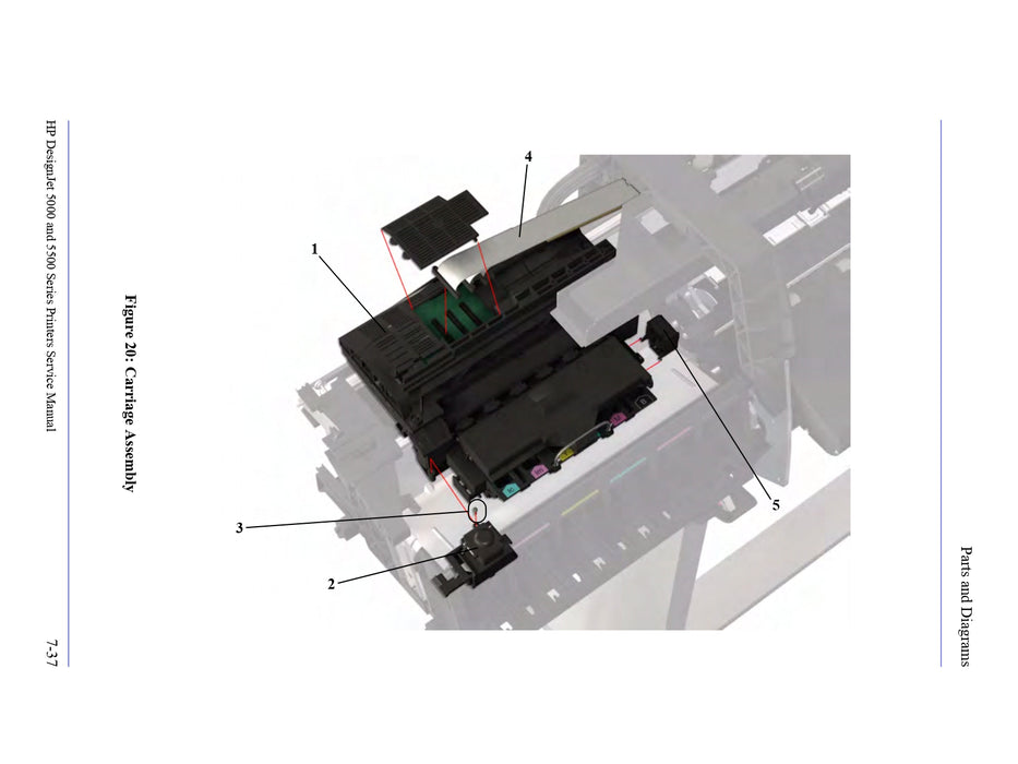 Conjunto de carro para impresoras HP DesignJet 5100 y 5500 (Q1251-60070) - Nuevo
