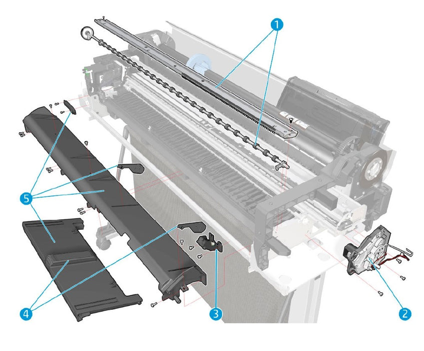 Conjunto de rueda de estrella 36 y eje de salida para las series HP Designjet T520, T525, T530, T730 y T830 (CQ893-67022)