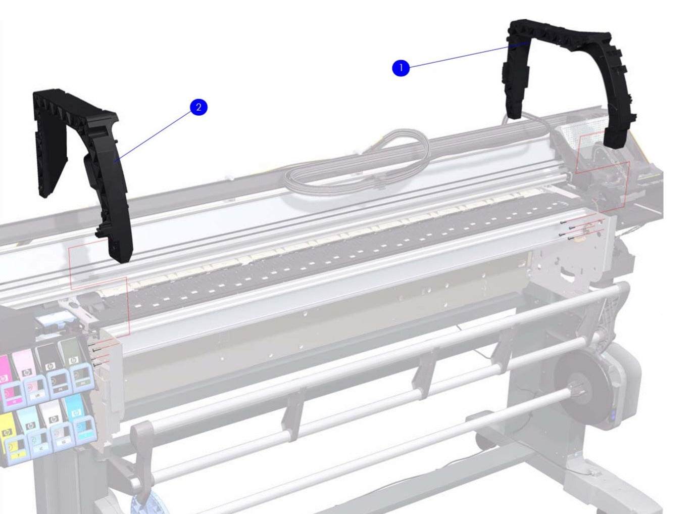 Conjunto de arco izquierdo - Para HP DesignJet Z6100, Z6200, T7100, 4020, 4000, 4520, 4500 Series (Q1273-60098)