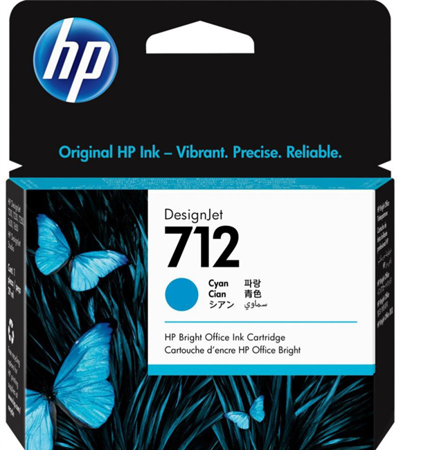 Cartucho de tinta cian DesignJet HP 712 de 29 ml para T210, T230, T250, T630 y T650 - 3ED67A