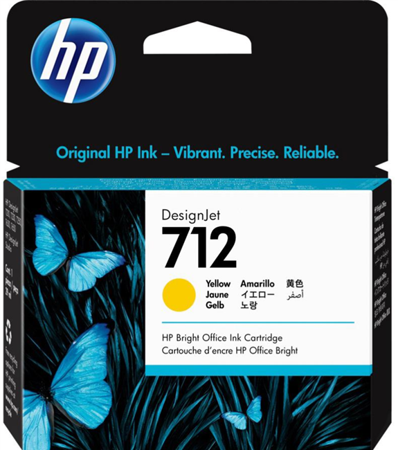 Cartucho de tinta DesignJet HP 712 amarillo de 29 ml para T210, T230, T250, T630, T650 - 3ED69A