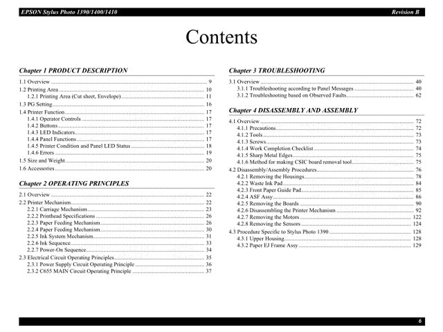 Manual de servicio de EPSON StylusPhoto 1390 1400 1410