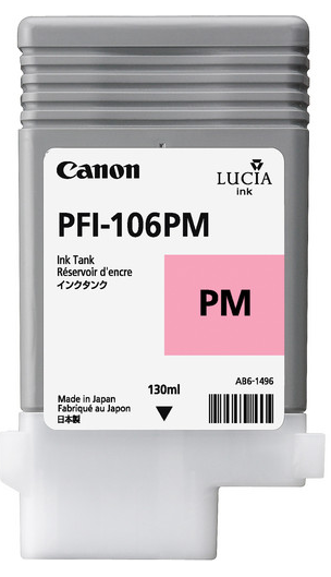 Depósito de tinta magenta fotográfica Canon PFI-106PM (130 ml) para imagePROGRAF iPF6300, iPF6300S, iPF6350, iPF6400, iPF6400S, iPF6450 - 6626B001AA